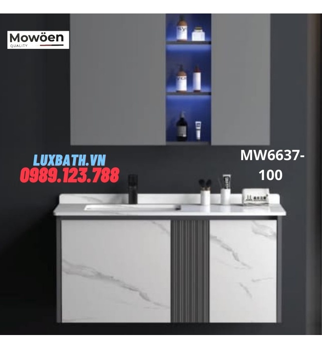 Bộ tủ chậu cao cấp đèn Led Mowoen MW6637-100 100x50cm
