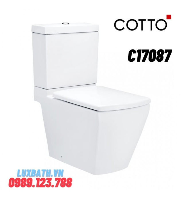 Bàn Cầu 2 Khối Vuông COTTO C17087 Tetragon Nắp Êm Xả Nhấn