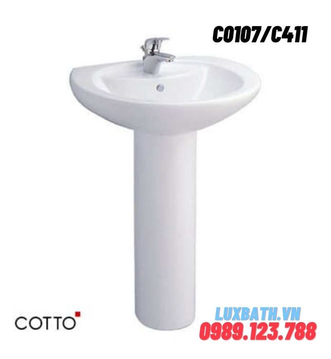 Chậu rửa Lavabo COTTO C0107/C411 chân dài