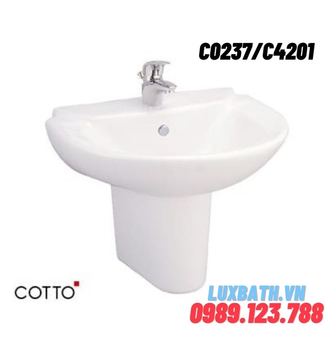 Chậu rửa Lavabo COTTO C0237/C4201 chân ngắn