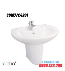 Chậu Rửa Lavabo COTTO C0107/C4201 Chân Ngắn