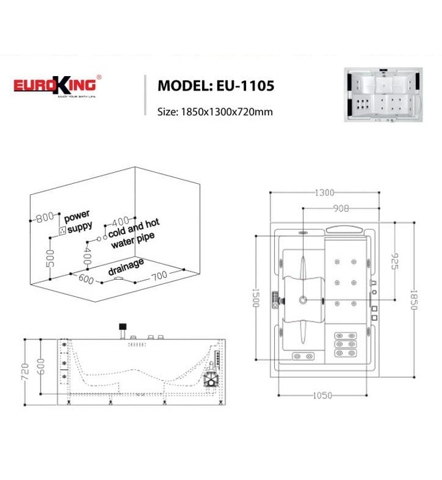 Bồn tắm MASSAGE Euroking EU–1105