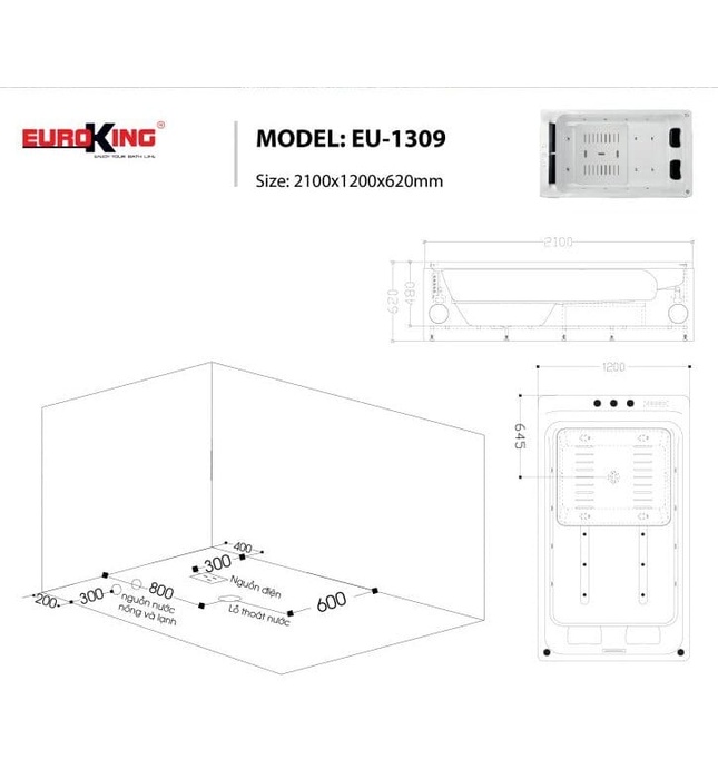 Bồn tắm MASSAGE Euroking EU–1309