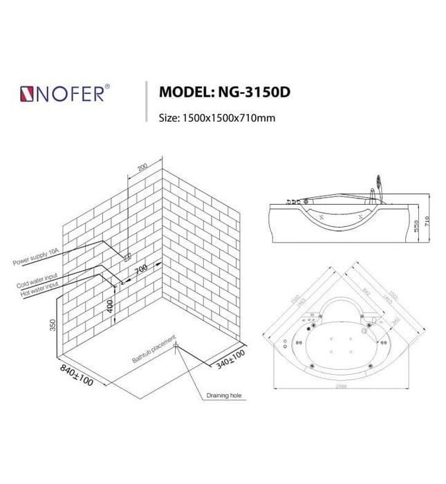 Bồn tắm MASSAGE Euroking EU–3150DP