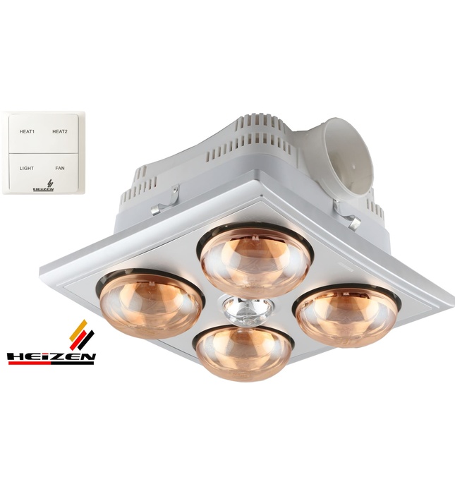 Đèn sưởi 4 bóng âm trần có điều khiển Heizen-HE4BR