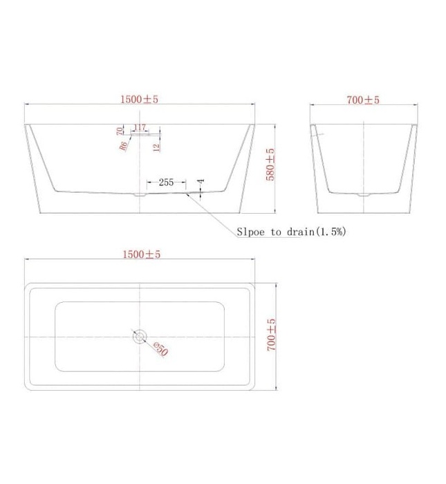 Bồn tắm chữ nhật Euroking EU-3638 PLUS