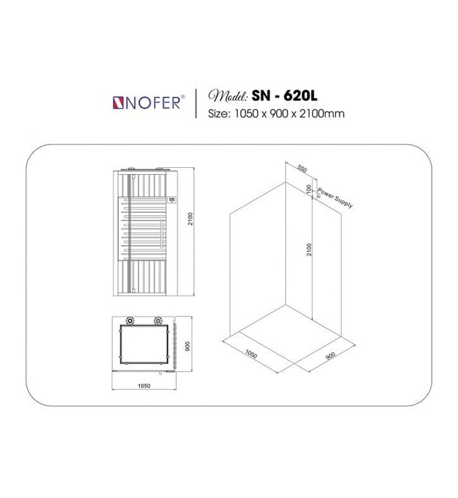 Phòng xông hơi ướt Nofer NO-620 1,05m