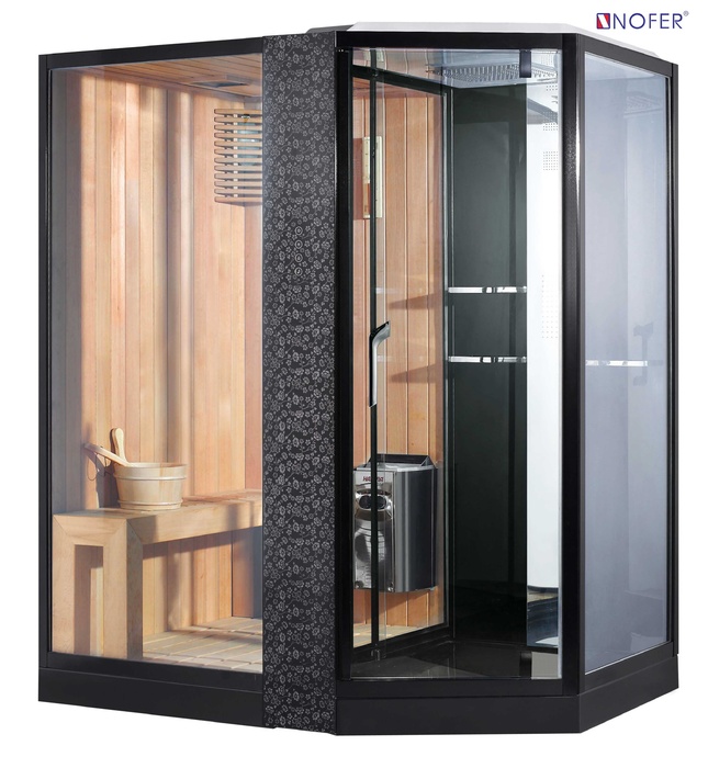 Phòng xông hơi khô ướt Nofer NO-89103S Black 1,8m