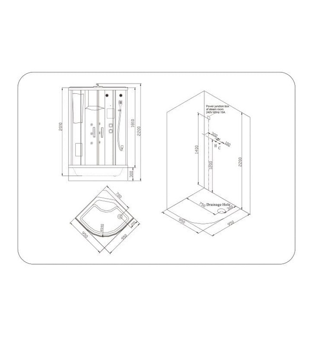Phòng xông hơi ướt Nofer NO-106B 0,95m