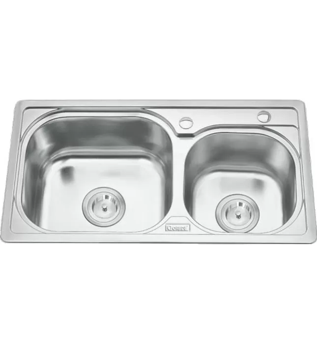 Chậu rửa bát 2 hố lệch Inox GORLDE B208 (B208)