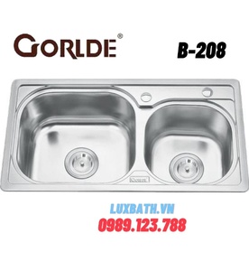 Chậu rửa bát 2 hố lệch Inox GORLDE B208 (B208)