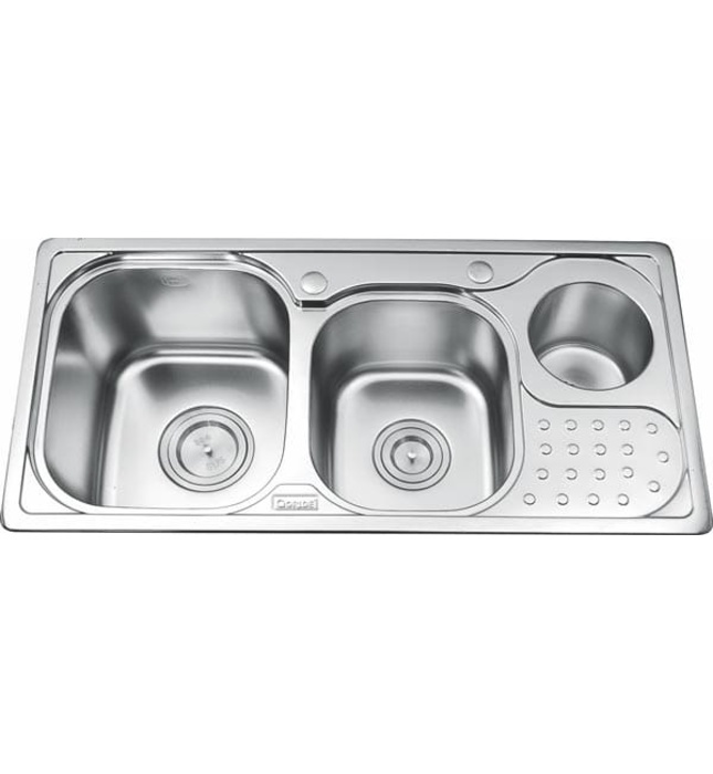 Chậu rửa bát 2 hố có hộp rác Inox Gorlde GD5203 (GD-5203)