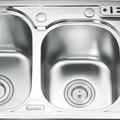 Chậu bếp 2 hố cài dao hố rác Inox Gorlde GD5503 (GD-5503)