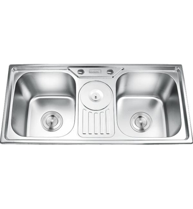 Chậu bếp 2 hố 1 hộp rác SUS 304 Gorlde GD955 (GD-955)