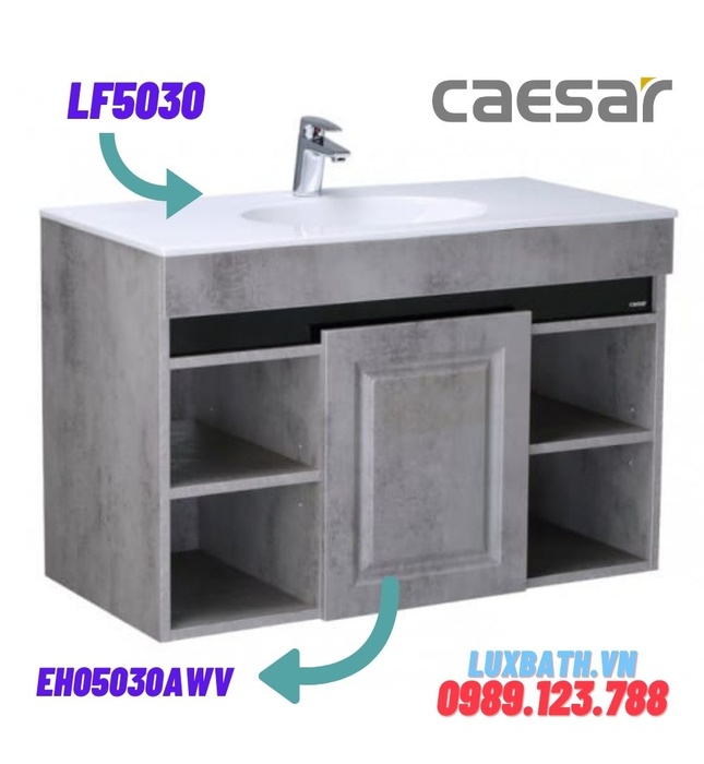 Bộ Tủ chậu lavabo Treo Tường Caesar LF5030+EH05030AWV Màu nâu 