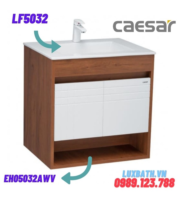 Bộ Tủ chậu lavabo Treo Tường Caesar LF5032+EH05032AWV Màu nâu