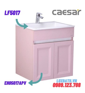 Bộ Tủ chậu lavabo Treo Tường Caesar LF5017+EH05017APV màu hồng