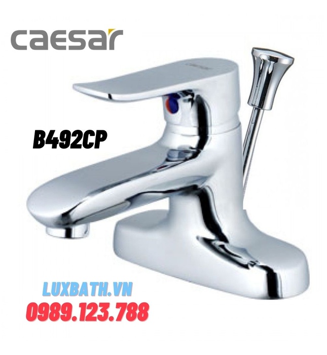 Vòi Lavabo Nóng Lạnh 2 Chân Caesar B492CP (Lỗ Rút Xi Phông)