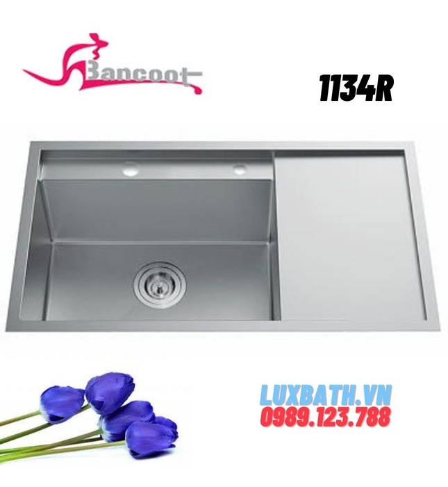 Chậu rửa bát Inox 304 1 hố có bàn Bancoot 1134R 