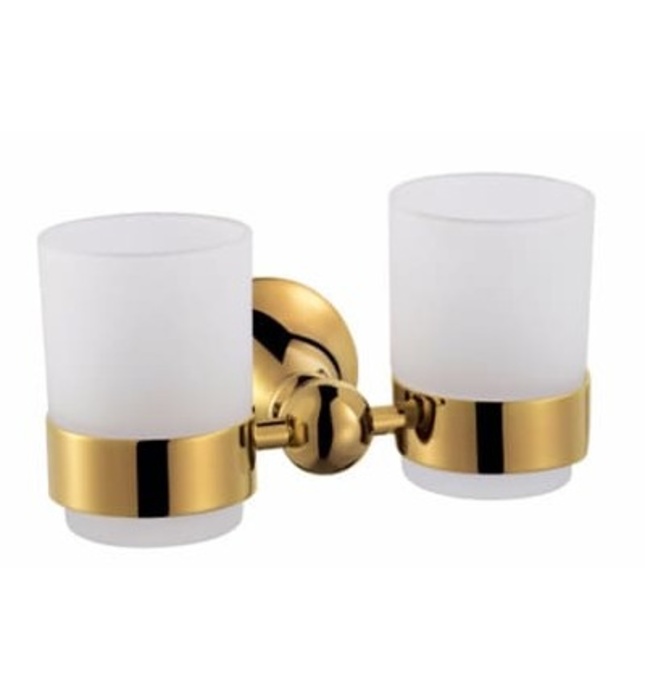 Kệ cốc đánh răng đôi inox mạ vàng Bancoot LK 2504A