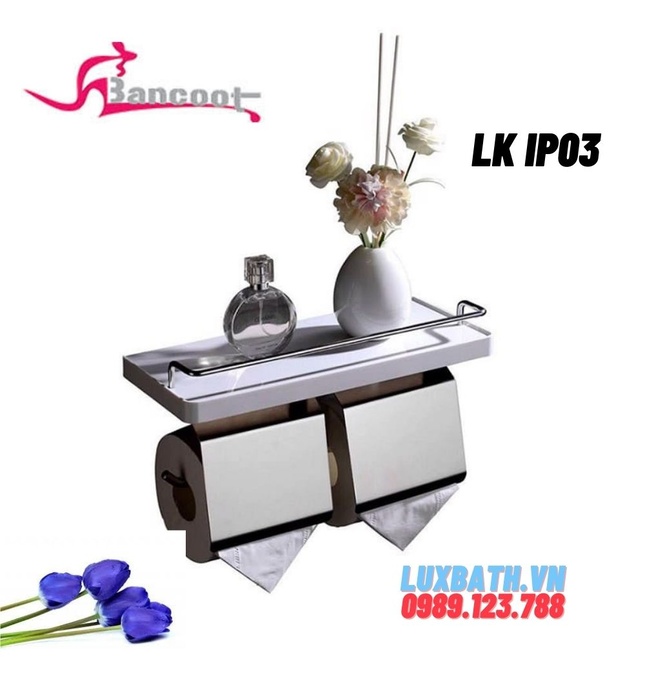 Lô giấy vệ sinh đôi inox 304 khay nhựa Bancoot LK IP03