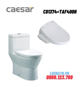 Bồn cầu 1 khối nắp điện tử Caesar CD1374+TAF400H