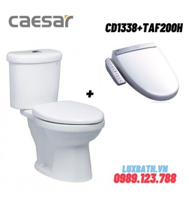 Bồn cầu 2 khối nắp điện tử Caesar CD1338+TAF200H