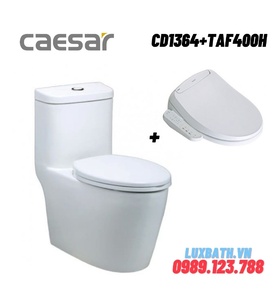 Bồn cầu 1 khối nắp điện tử Caesar CD1364+TAF400H 