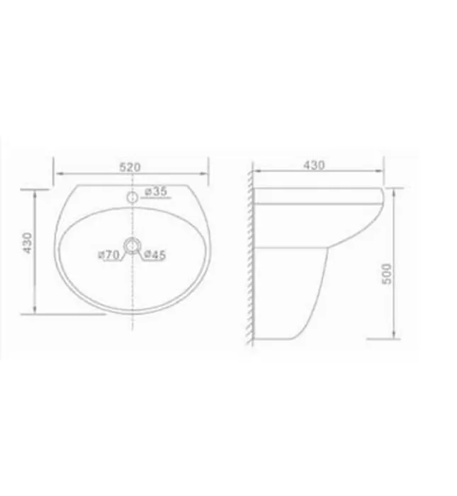 Chậu Lavabo Treo Tường Clara CB-310