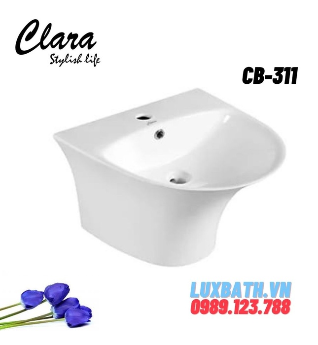 Chậu rửa Lavabo treo tường liền chân Clara CB-311