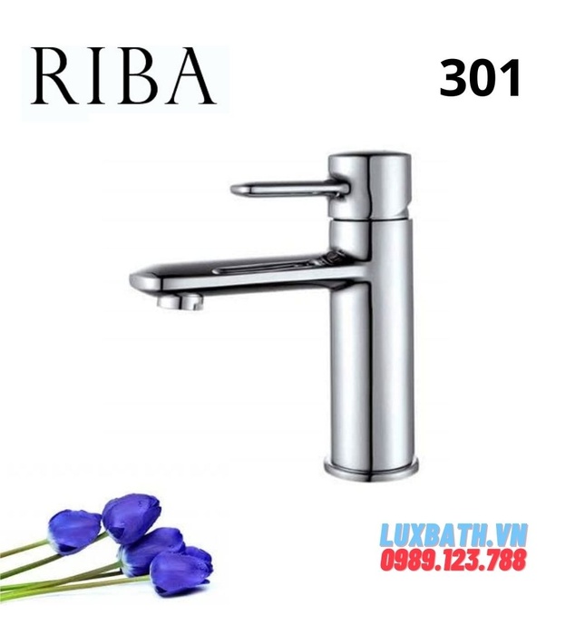 Vòi chậu Lavabo nóng lạnh 1 lỗ Riba 301