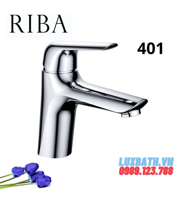 Vòi chậu Lavabo nóng lạnh 1 lỗ Riba 401