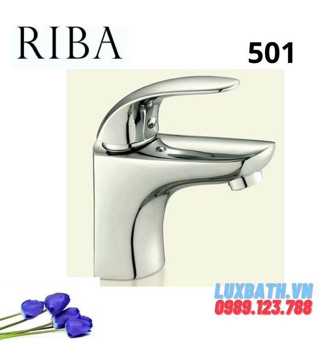 Vòi chậu Lavabo nóng lạnh 1 lỗ Riba 501