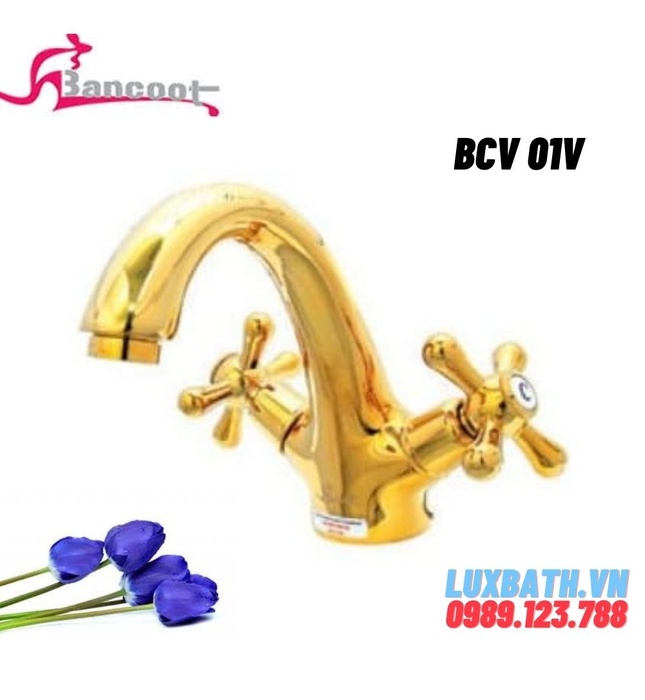 Vòi chậu Lavabo nóng lạnh mạ vàng Bancoot BCV 01V