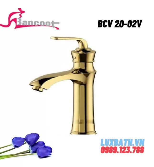 Vòi Lavabo 1 Lỗ Nóng Lạnh Mạ Vàng Bancoot BCV 20-02V