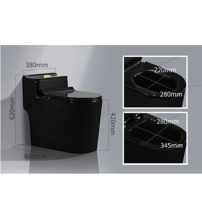 Bàn cầu 1 khối màu đen Miken MKB-0895BLG