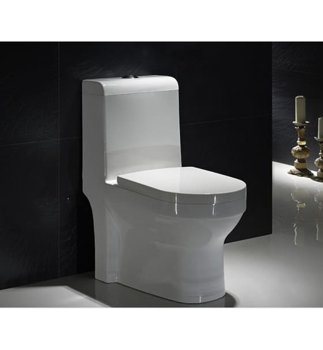 Bàn cầu 1 khối nắp êm thoát ngang Miken MKB-1038W