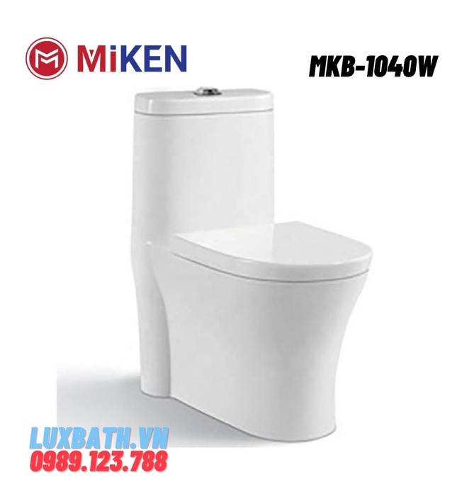 Bàn cầu 1 khối nắp êm thoát ngang Miken MKB-1040W