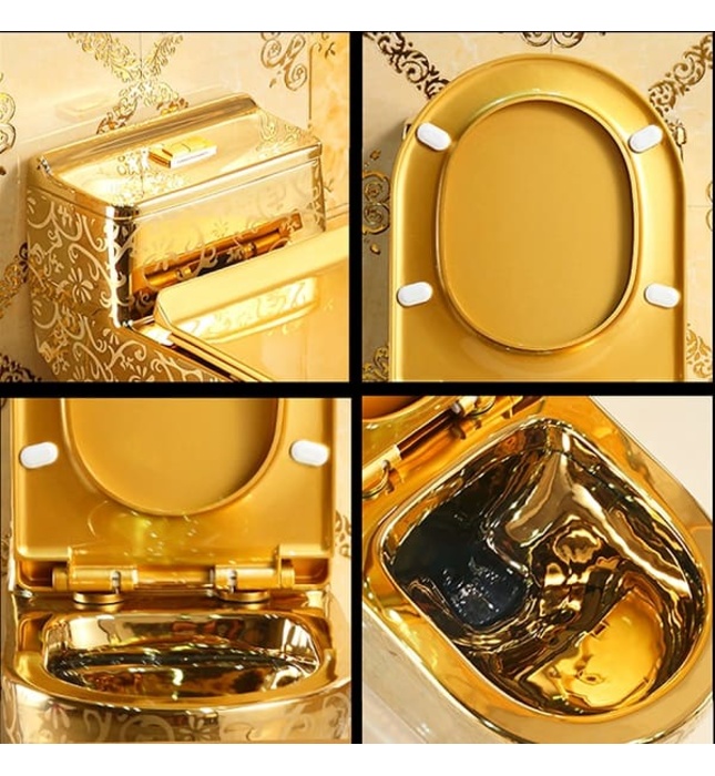 Bàn cầu 1 khối mạ vàng Miken MKB-8686G 