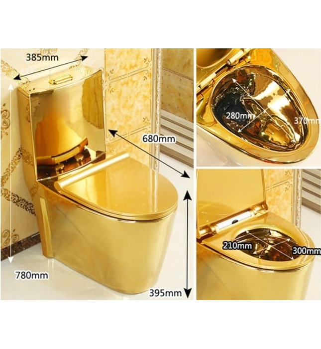 Bàn cầu 1 khối mạ vàng Miken MKB-6886GB 