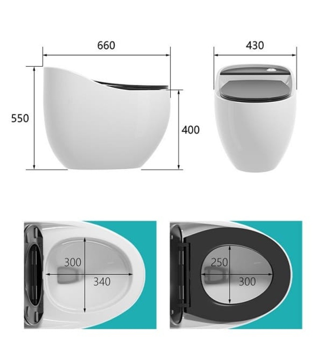 Bàn cầu 1 khối màu đen Miken MKB-2141B