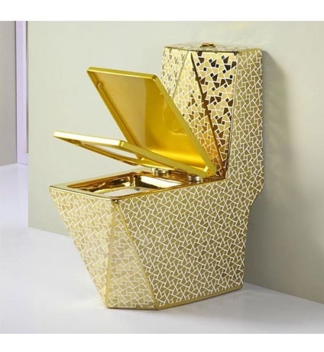 Bàn cầu 1 khối mạ vàng hoa văn Miken MKB-2864G