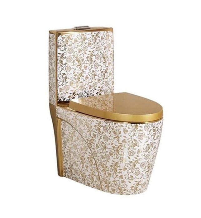 Bàn cầu 1 khối mạ vàng hoa văn Miken MKB-2867G