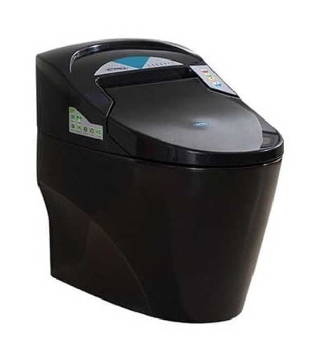 Bàn cầu 1 khối nắp điện tử màu đen Miken BSJK-D9B