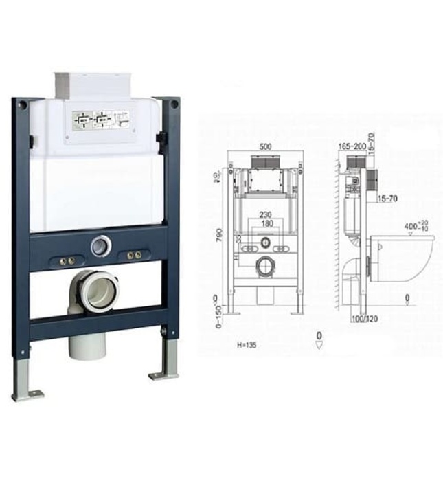 Bàn cầu treo tường két nước âm tường Miken MKB-2478 