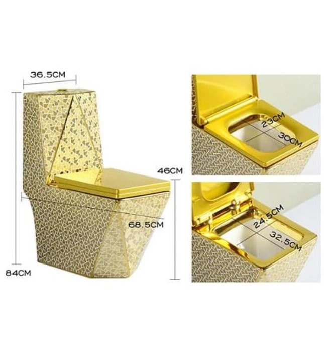 Bàn cầu 1 khối mạ vàng hoa văn Miken MKB-2864G