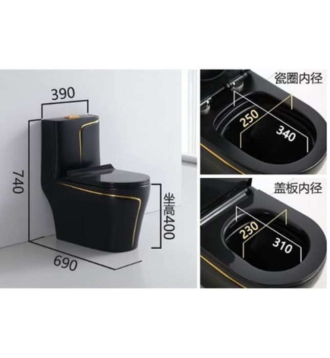 Bàn cầu 1 khối màu đen Miken MKB-0894BL