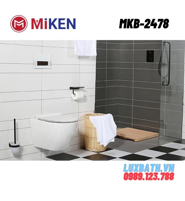 Bàn cầu treo tường két nước âm tường Miken MKB-2478 