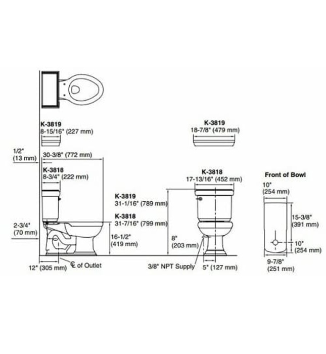 Bàn cầu 2 khối màu đen Miken MKB-0889