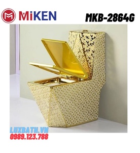 Bàn cầu 1 khối mạ vàng hoa văn Miken MKB-2864G